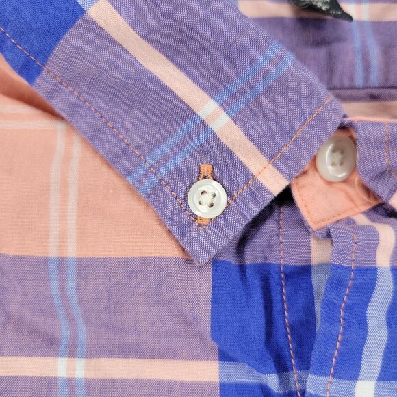 Express Button Shirt Men's Medium Blue Plaid Long Sleeve Single Pocket Adult M - Picture 4 of 16